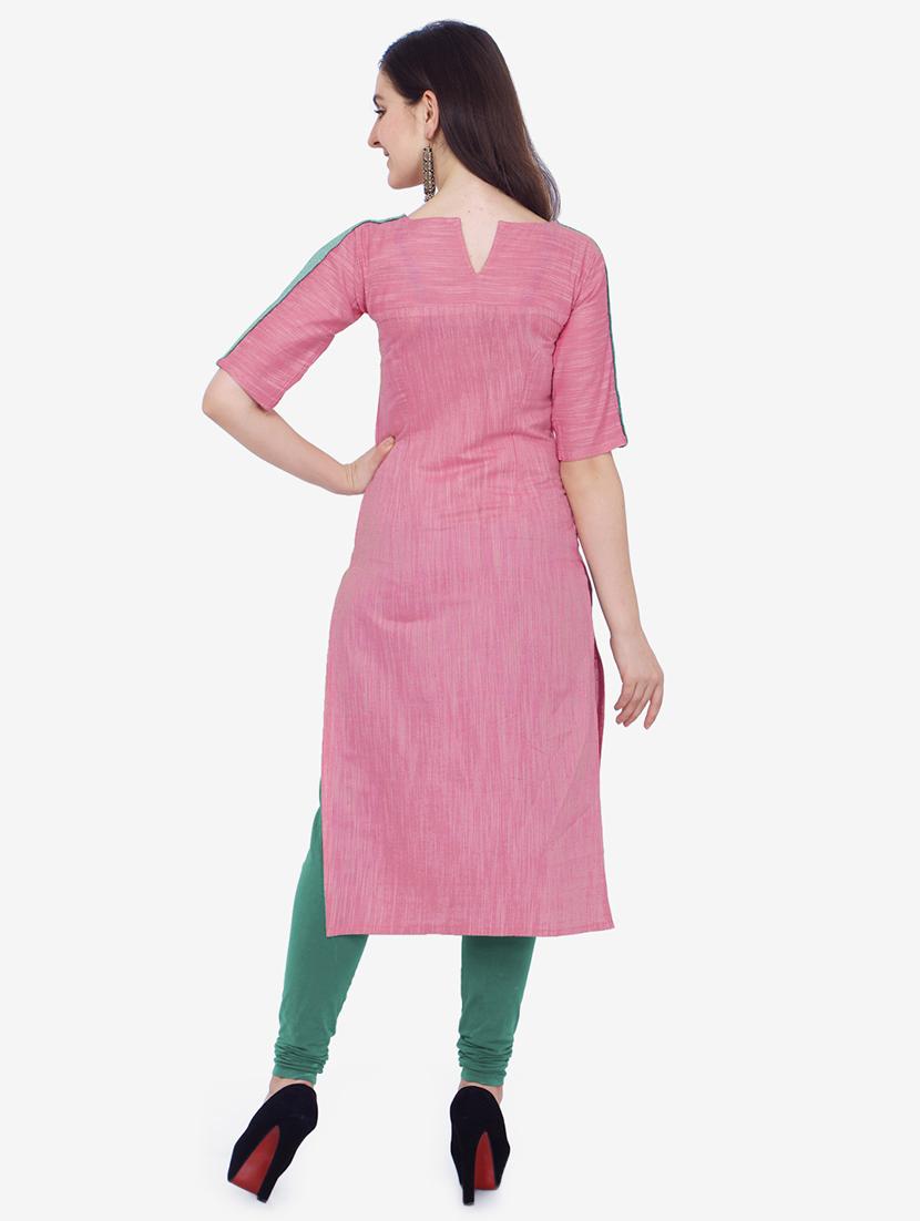 Contrast straight kurta - 16206771 - Zoom Image - 3