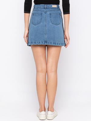 side taped a-line denim skirt - 16206876 - Standard Image - 3