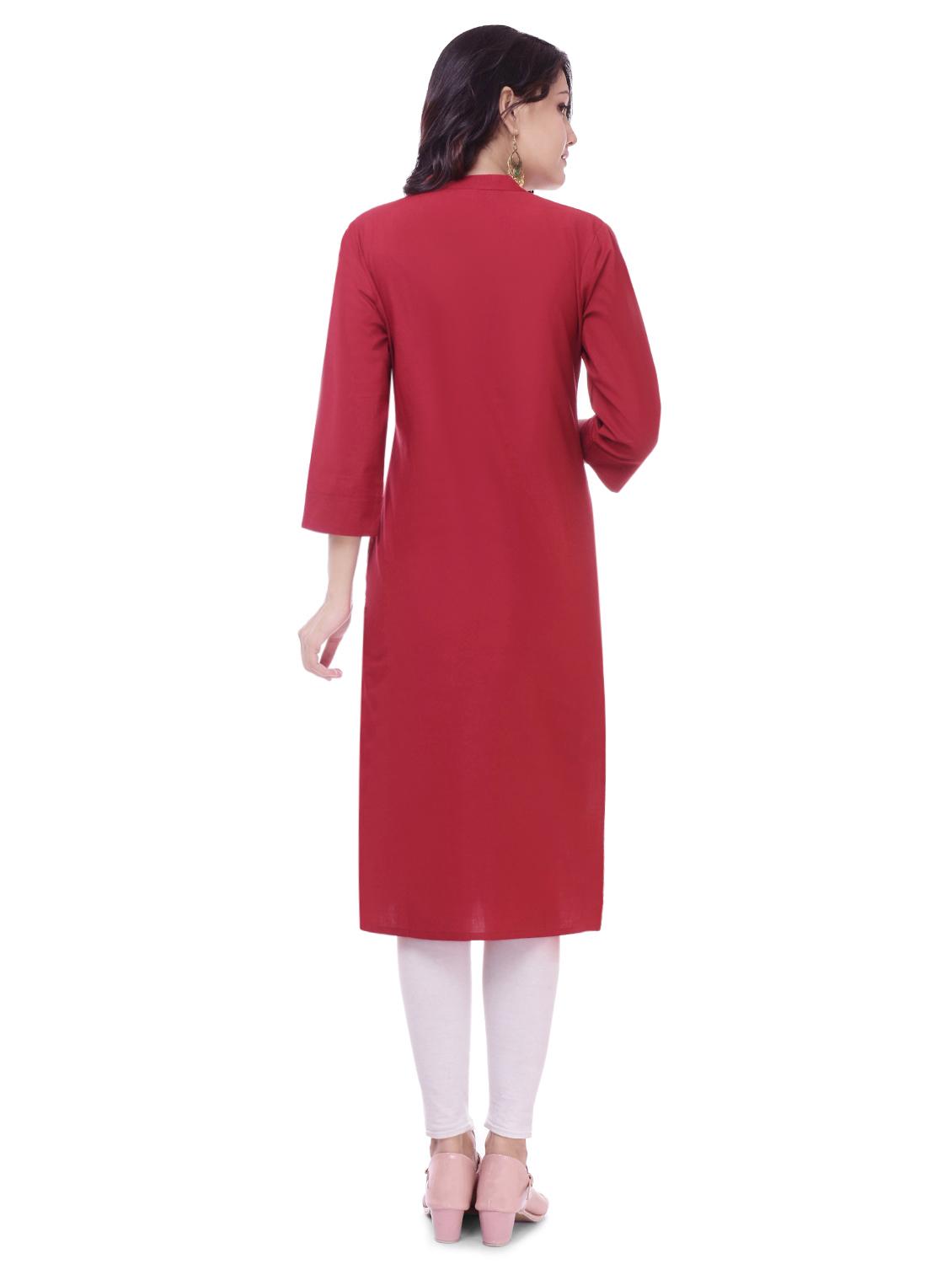 solid straight kurta - 16208657 - Zoom Image - 3