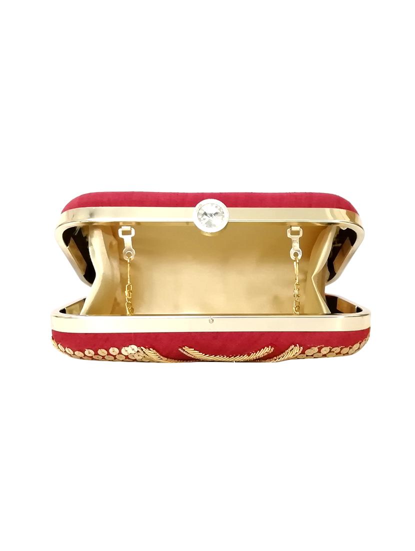 maroon silk box clutch - 16215199 - Zoom Image - 3
