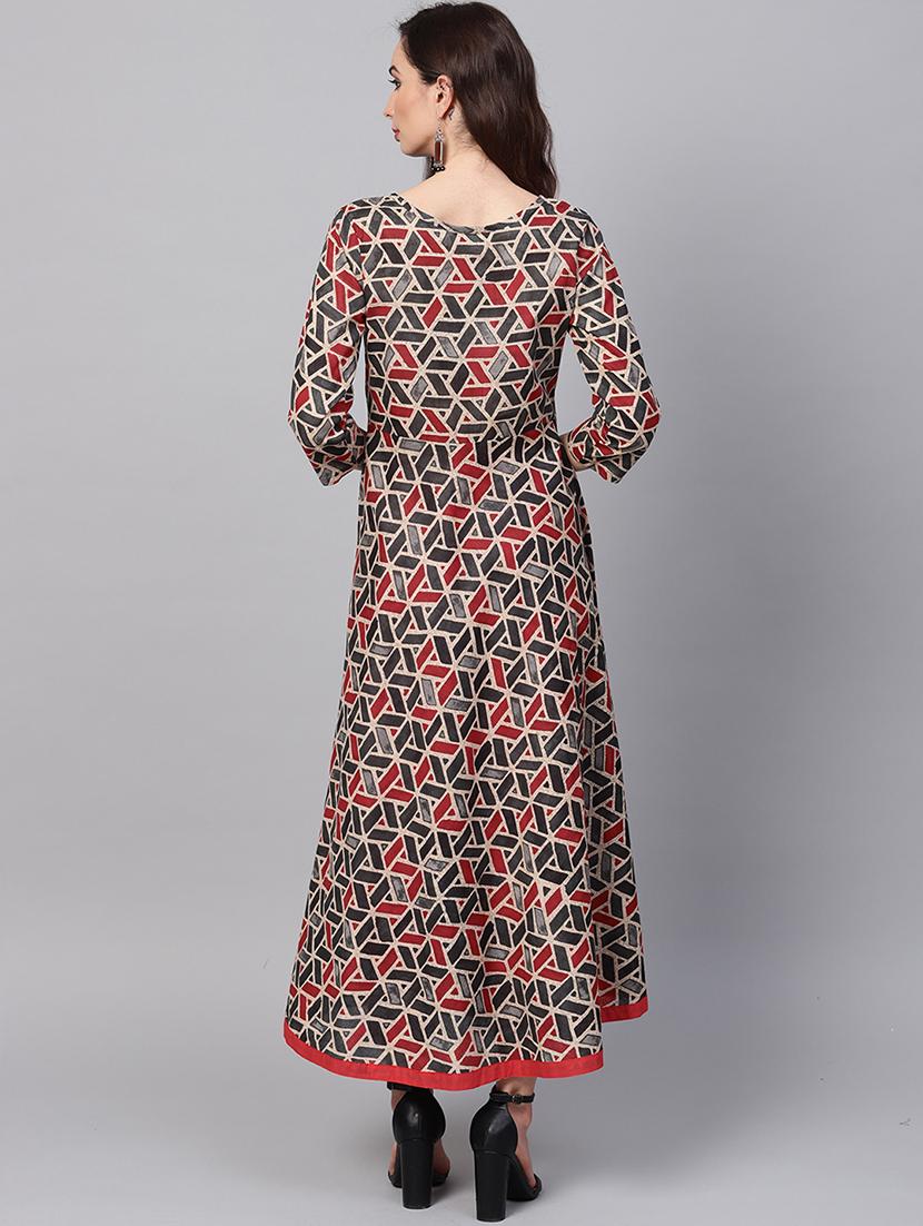 Geometric print flared kurta with pant set - 16215829 - Zoom Image - 3
