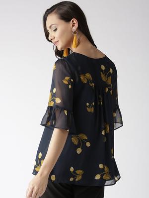 sheer sleeved printed top - 16216625 - Standard Image - 3