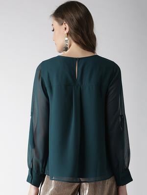 round neck embellished top - 16216627 - Standard Image - 3