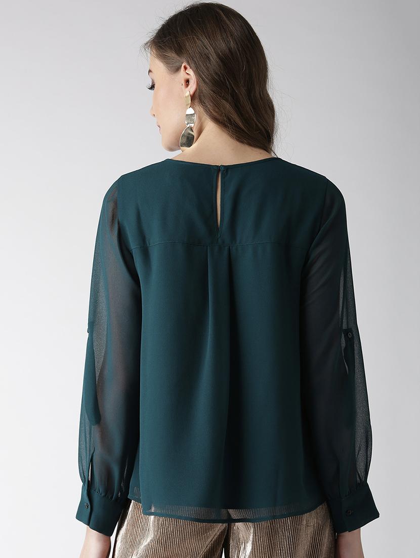 round neck embellished top - 16216627 - Zoom Image - 3