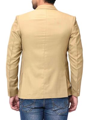 beige solid single breasted casual blazer - 16216827 - Standard Image - 3