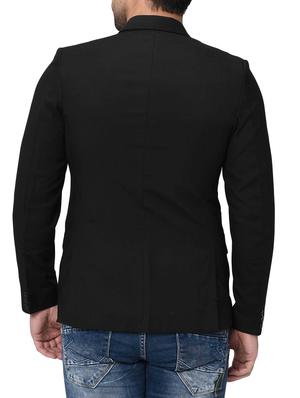 black solid single breasted casual blazer - 16216828 - Standard Image - 3