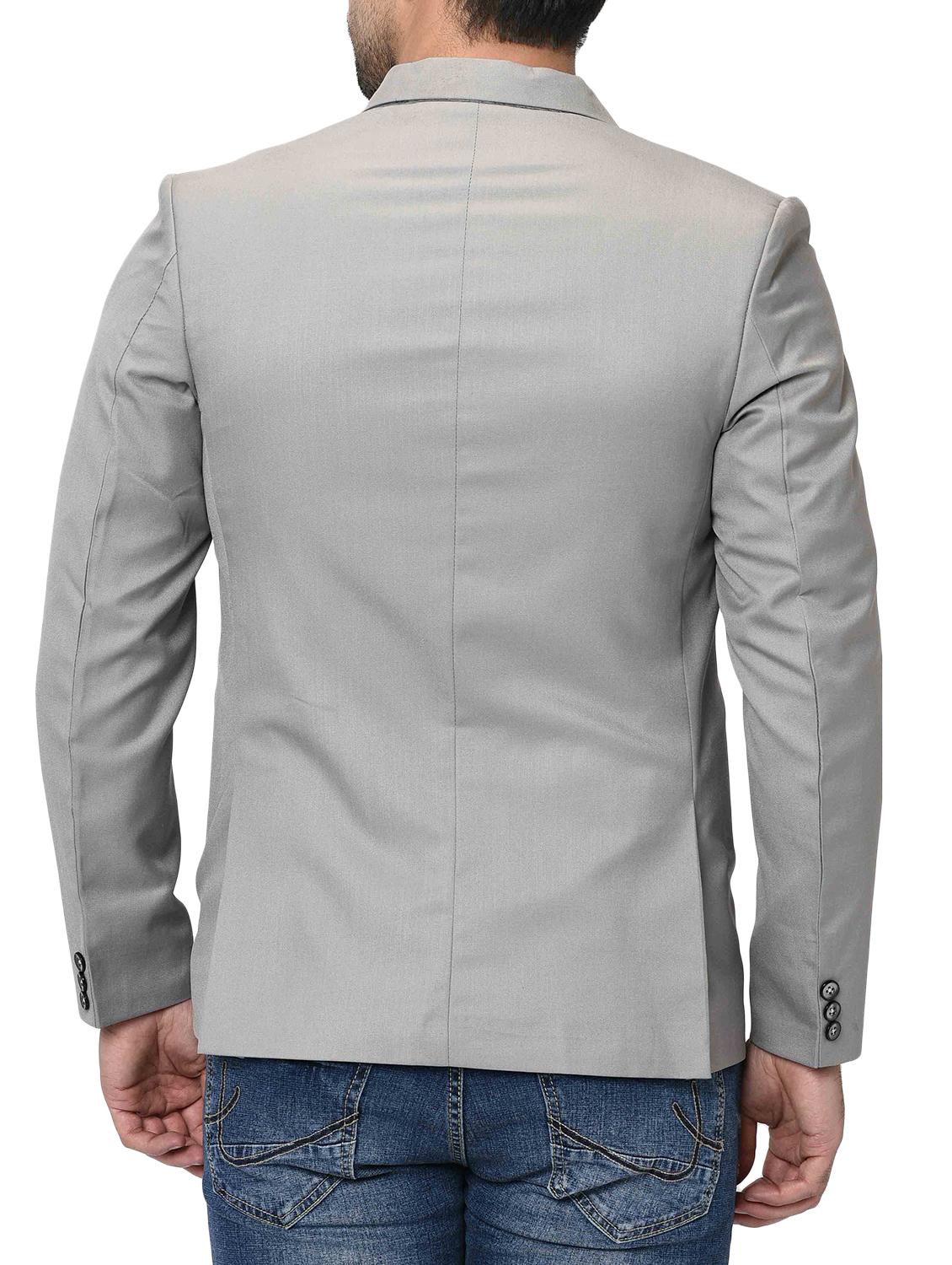 grey solid single breasted casual blazer - 16216831 - Zoom Image - 3