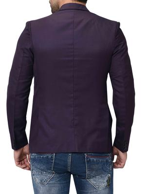 purple solid single breasted casual blazer - 16216833 - Standard Image - 3