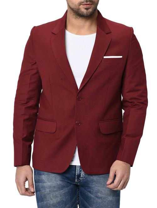 red solid single breasted casual blazer - 16216834 - Standard Image - 1