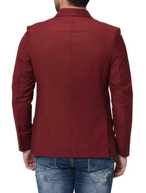 red solid single breasted casual blazer - 16216834 - Standard Image - 3