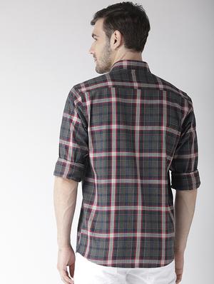 grey checkered casual shirt - 16217973 - Standard Image - 3