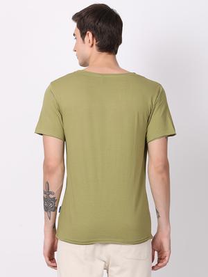 olive green solid t-shirt - 16218120 - Standard Image - 3