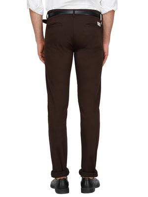brown solid chinos - 16218202 - Standard Image - 3