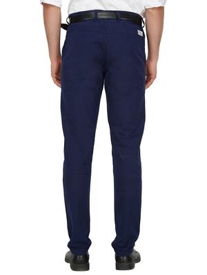 blue solid chinos - 16218215 - Standard Image - 3