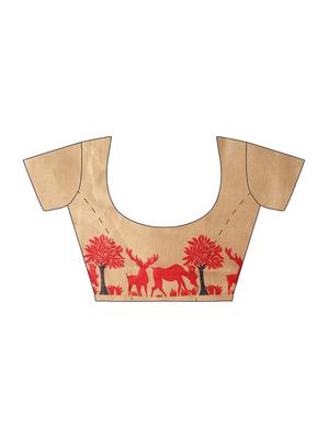 conversational printed saree with blouse - 16219134 - Standard Image - 3