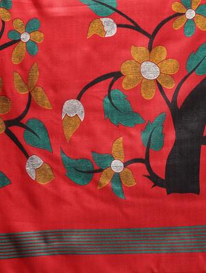 conversational printed saree with blouse - 16219137 - Standard Image - 3
