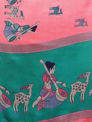 conversational printed saree with blouse - 16219139 - Standard Image - 3