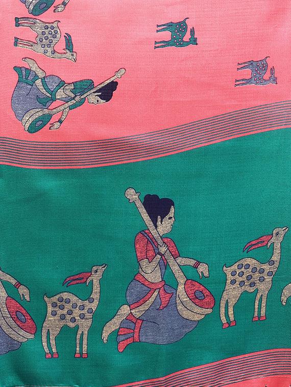 conversational printed saree with blouse - 16219139 - Zoom Image - 3