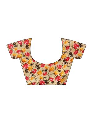 pleated printed saree with blouse - 16219148 - Standard Image - 3