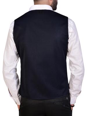 navy blue polyester blend waist coat - 16219838 - Standard Image - 3