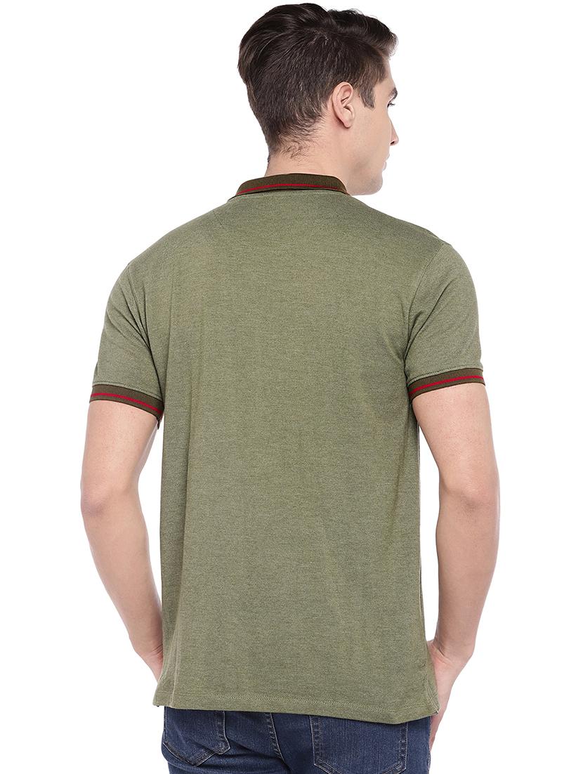 green solid polo t-shirt - 16220203 - Zoom Image - 3