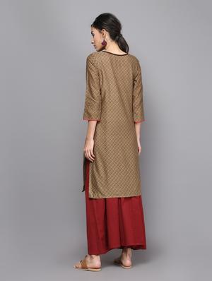 checkered straight kurta - 16220716 - Standard Image - 3
