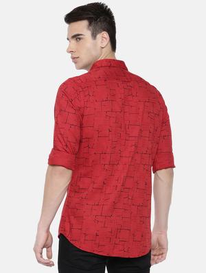 red printed casual shirt - 16220752 - Standard Image - 3
