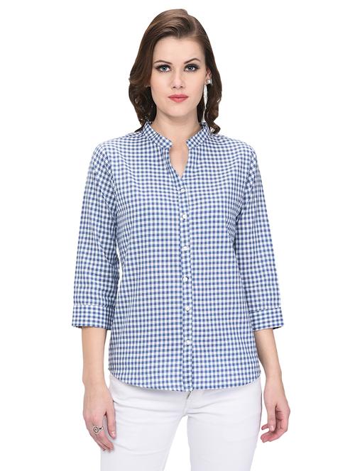curved hem checkered shirt - 16222237 - Standard Image - 1