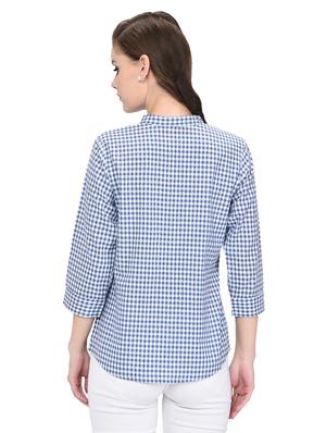 curved hem checkered shirt - 16222237 - Standard Image - 3