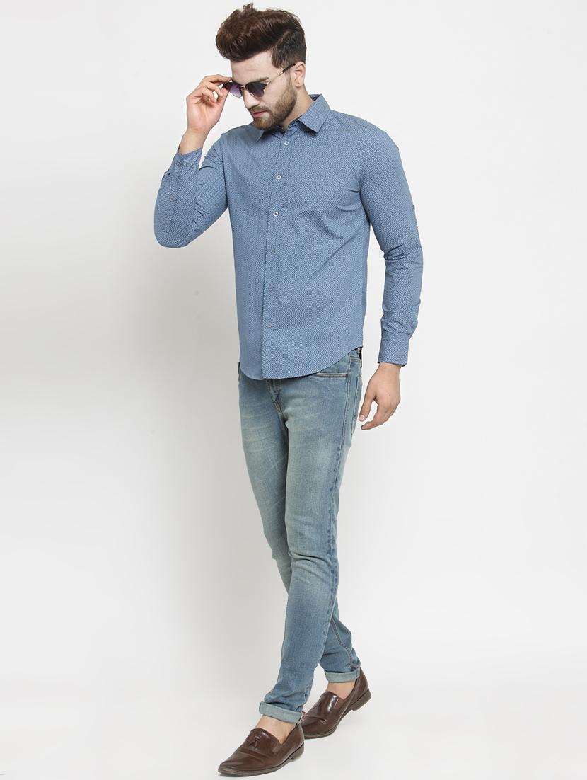 blue printed casual shirt - 16225289 - Zoom Image - 3