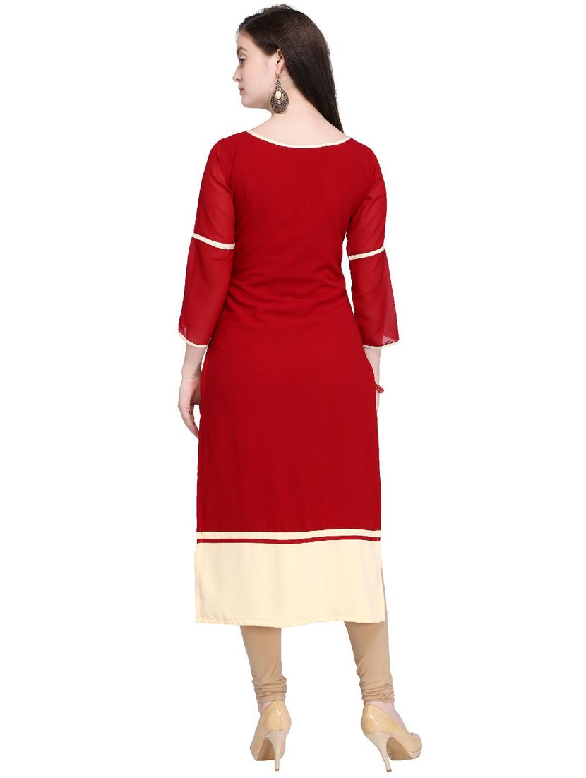contrast straight kurta - 16225696 - Zoom Image - 3