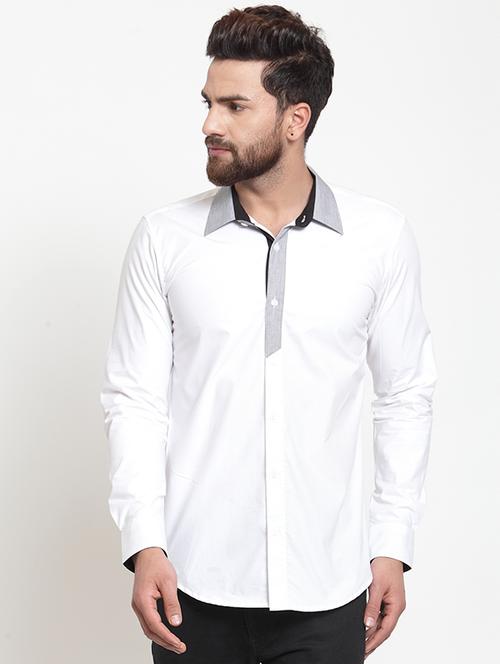 white solid casual shirt - 16225955 - Standard Image - 1