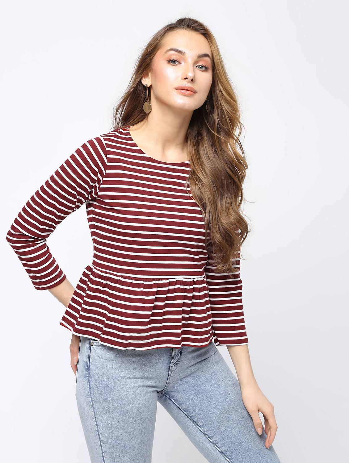 gathered striped top - 16226151 - Zoom Image - 3