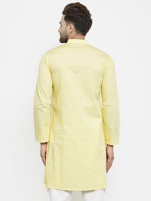 yellow solid long kurta - 16226442 - Standard Image - 3