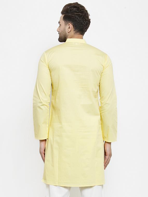 yellow solid long kurta - 16226442 - Zoom Image - 3