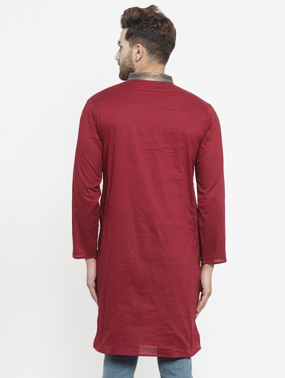 red solid long kurta - 16226449 - Zoom Image - 3