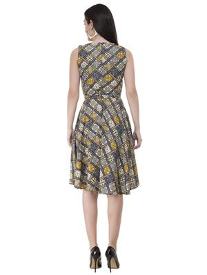 tie knot boho print flared dress - 16227187 - Standard Image - 3