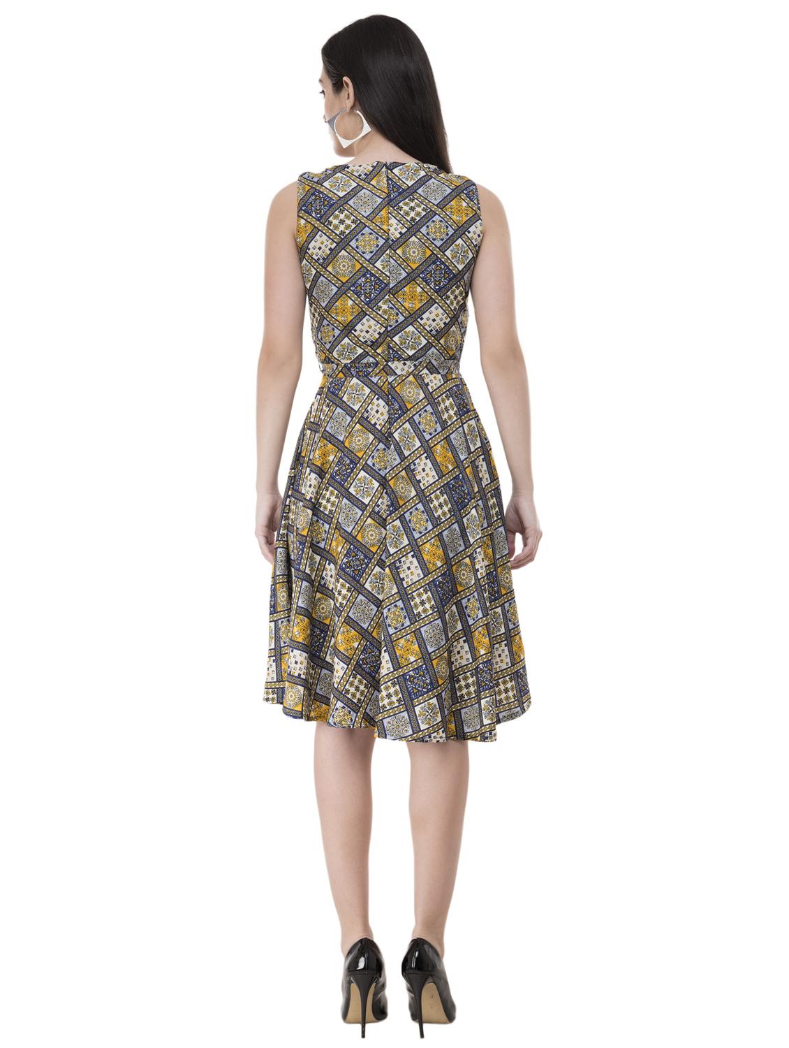 tie knot boho print flared dress - 16227187 - Zoom Image - 3