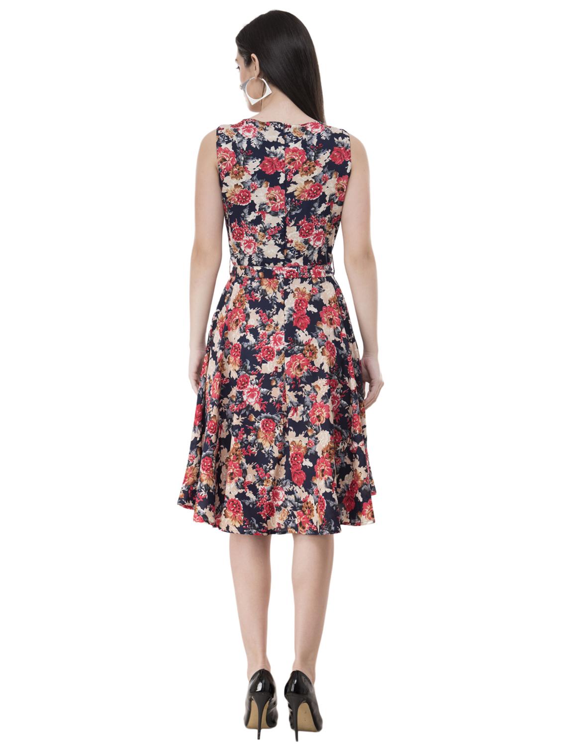 tie knot floral flared dress - 16227188 - Zoom Image - 3