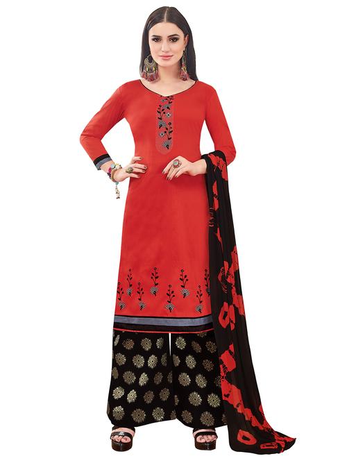 embroidered palazzo unstitched suit - 16227825 - Very Small Image - 1