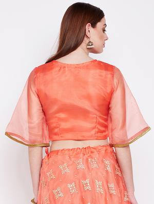 orange georgette embroidered blouse - 16228273 - Standard Image - 3