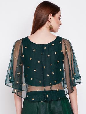 green net embroidered blouse - 16228278 - Standard Image - 3