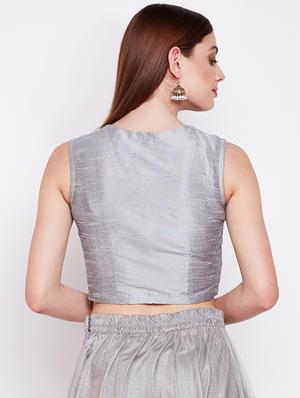 grey silk embroidered blouse - 16228279 - Standard Image - 3