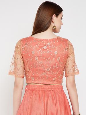 pink net embroidered blouse - 16228283 - Standard Image - 3