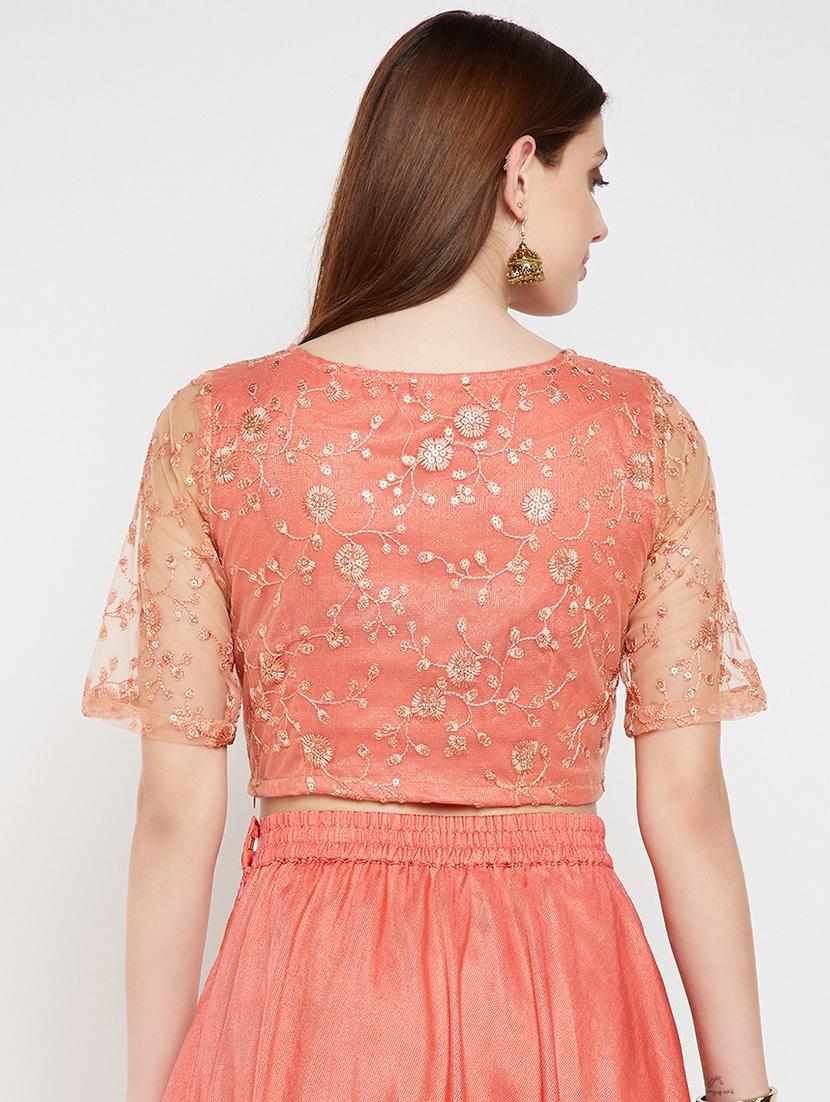 pink net embroidered blouse - 16228283 - Zoom Image - 3