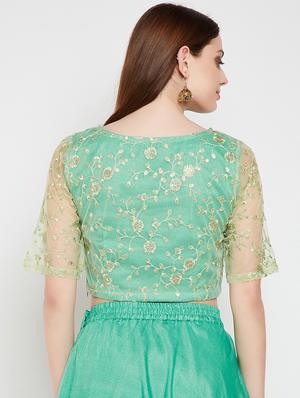 green net embroidered blouse - 16228284 - Standard Image - 3