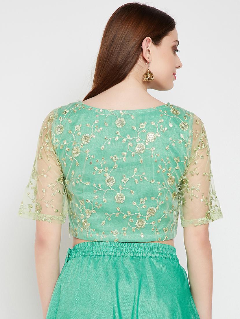 green net embroidered blouse - 16228284 - Zoom Image - 3