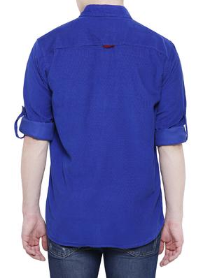 blue corduroy solid casual shirt - 16228423 - Standard Image - 3
