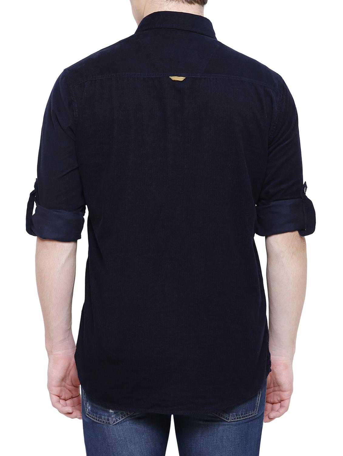 navy blue corduroy solid casual shirt - 16228427 - Zoom Image - 3