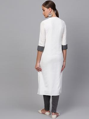 embroidered straight kurta - 16228757 - Standard Image - 3